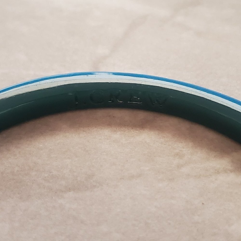 💙 Vitnage 1980s 80s J.Crew Two Tone Blue Retro Mod Bangle Bracelet 💙 - Picture 3 of 4